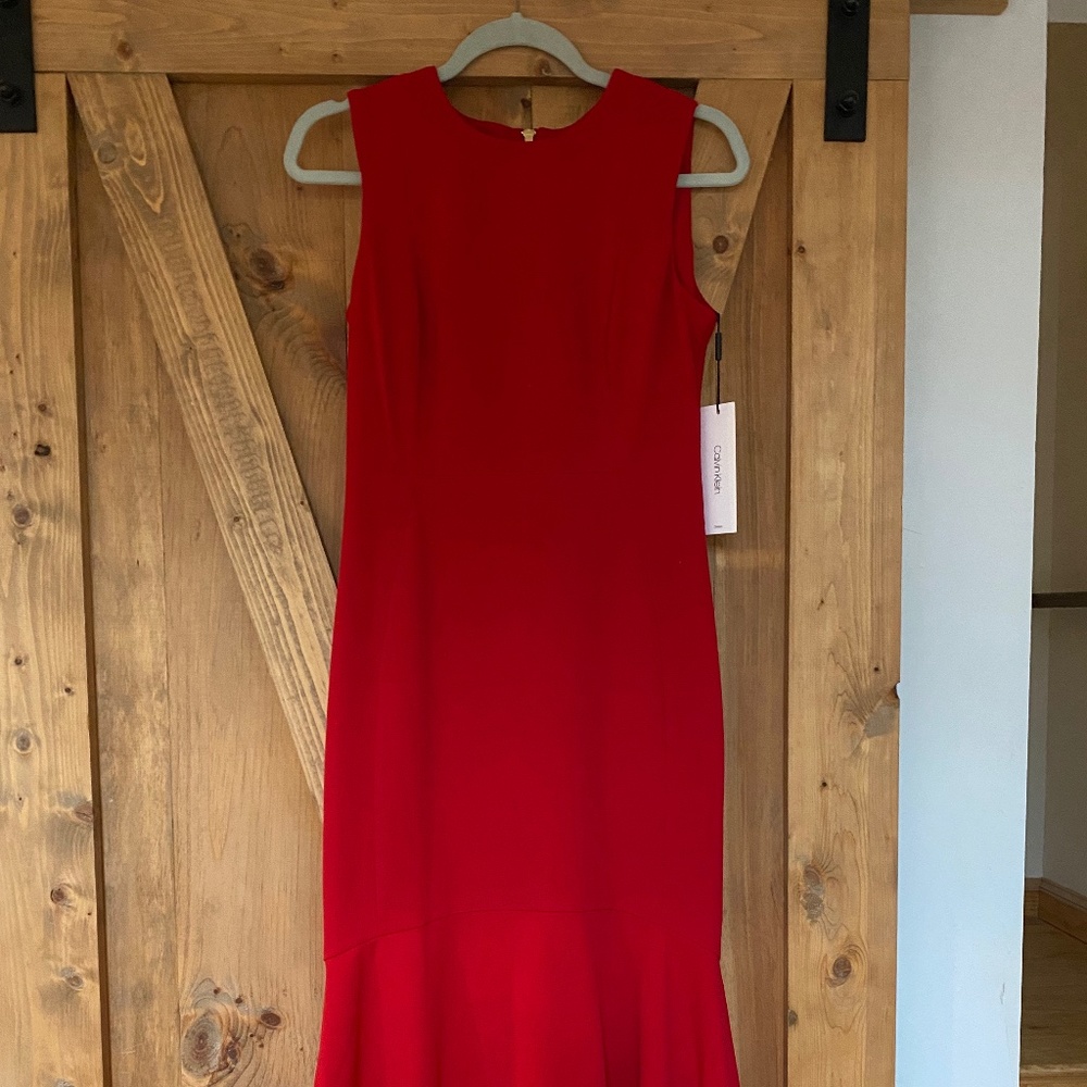 Red Calvin Klein Midi Dress